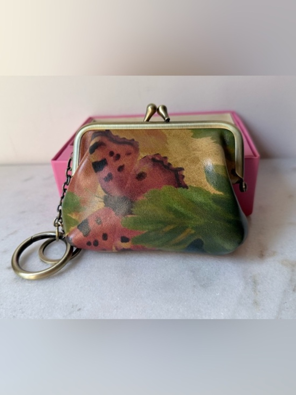 $59 Patricia Nash Borse coin purse featuring a watercolor butterfly print